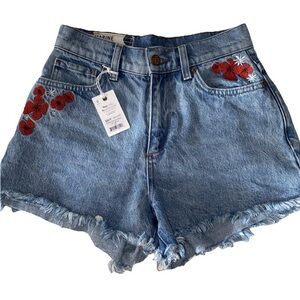 MARINE LAYER Floral Embroidered Sasha Denim Cut-Offs Cheeky Shorts Sz 26 NWT